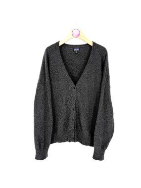 Patagonia Recycled Cashmere Long Sleeve Button Up Cardigan Ink Grey Size Med